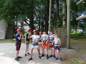 The team getting ready for the assault course 